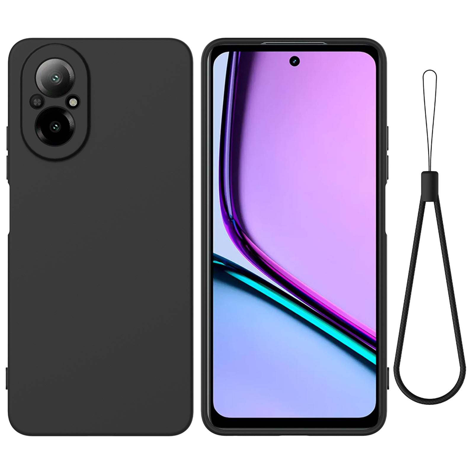 For Realme C67 4G Case Liquid Silicone Fiber Lining Protective Phone Cover with Strap For Realme C67 4G Case Liquid Silicone Fiber Lining Protective Phone Cover with Strap